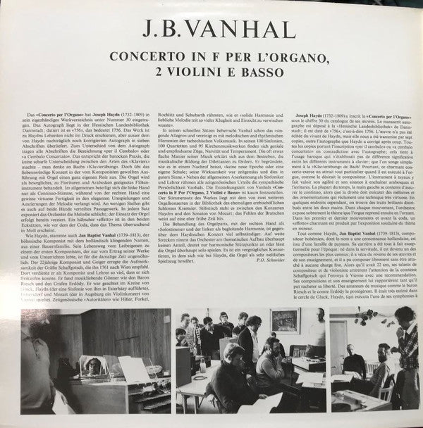 Johann Baptist Vanhal • Joseph Haydn - Hannes Meyer, Südwestdeutsches Kammerorchester Leitung: Paul Angerer : Orgelkonzerte (LP)