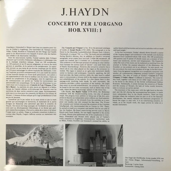 Johann Baptist Vanhal • Joseph Haydn - Hannes Meyer, Südwestdeutsches Kammerorchester Leitung: Paul Angerer : Orgelkonzerte (LP)