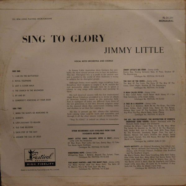 Jimmy Little : Sing To Glory (LP, Album, Mono)