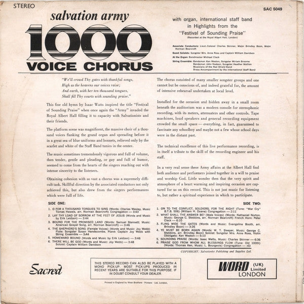 Salvation Army* : 1000 Voice Chorus (LP)