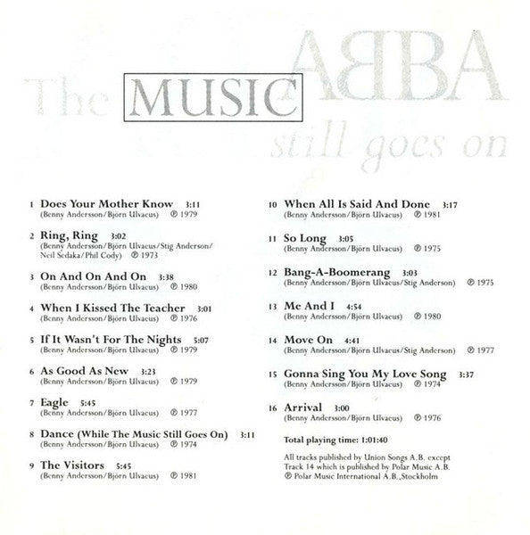 ABBA : The Music Still Goes On (CD, Comp)