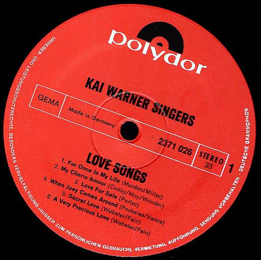 Kai Warner Singers : Love Songs (LP, Album)