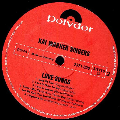 Kai Warner Singers : Love Songs (LP, Album)
