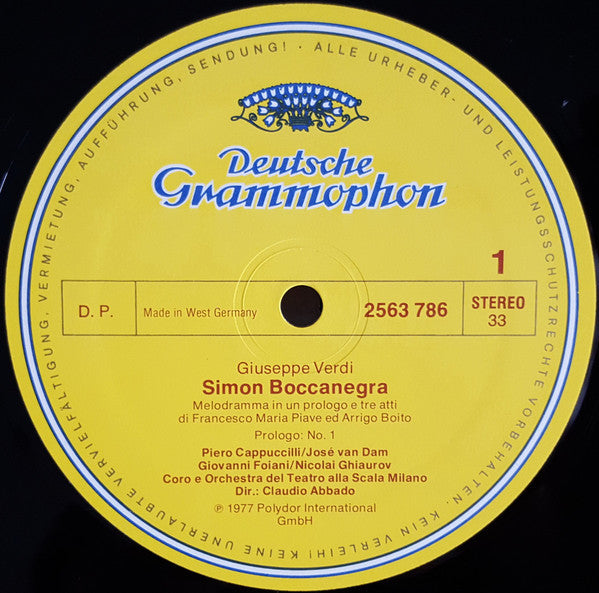 Giuseppe Verdi - Mirella Freni, Piero Cappuccilli, José Carreras, Nicolai Ghiaurov, José van Dam, Giovanni Foiani, Orchestra Del Teatro Alla Scala, Coro Del Teatro Alla Scala, Romano Gandolfi, Claudio Abbado : Simon Boccanegra (3xLP + Box)