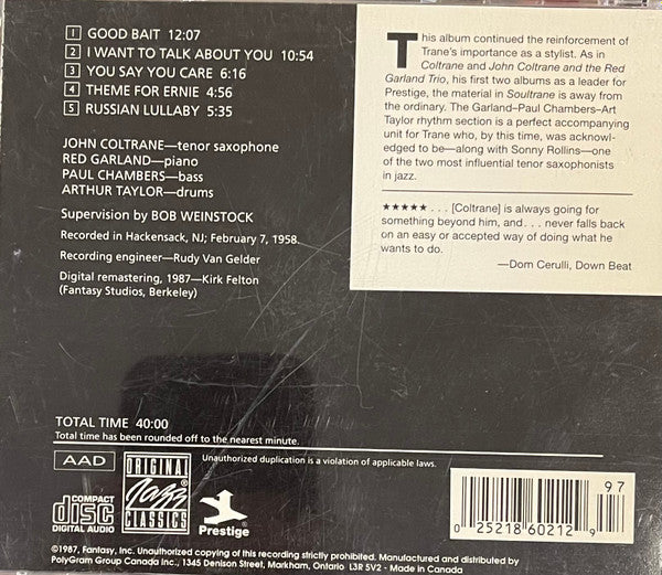 John Coltrane : Soultrane (CD, Album, RE, RM)