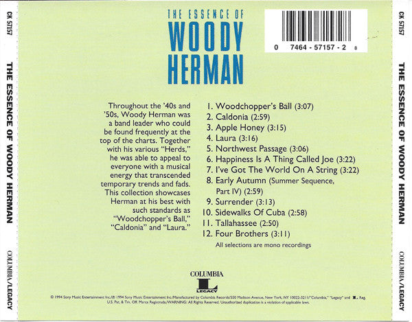 Woody Herman : The Essence Of Woody Herman (CD, Comp, Mono)