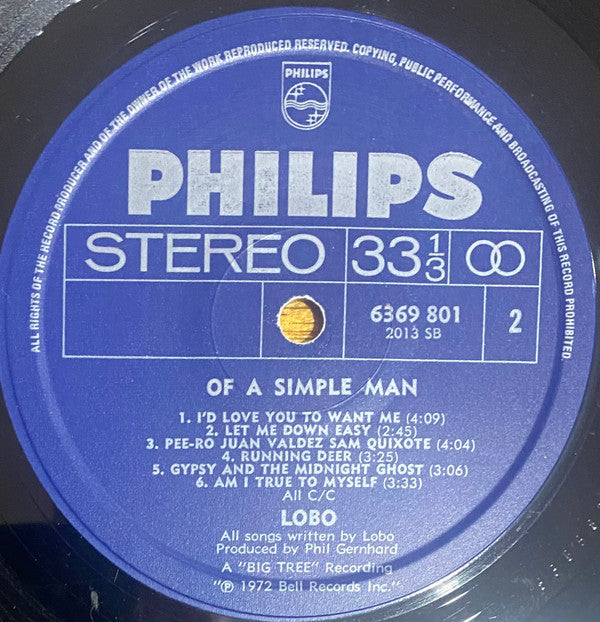 Lobo (3) : Of A Simple Man (LP, Album)