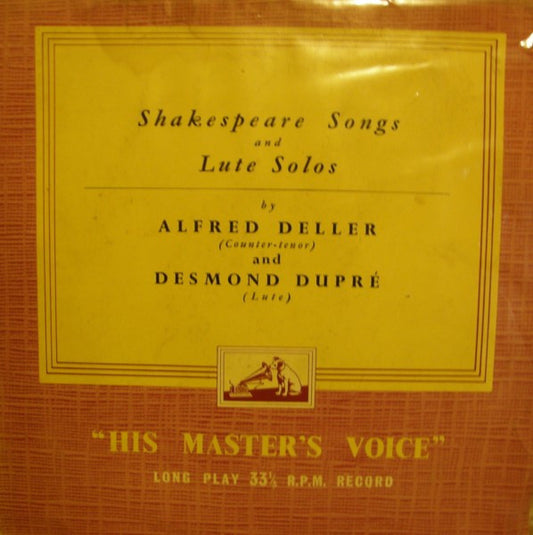 Alfred Deller And Desmond Dupré : Shakespeare Songs And Lute Solos (LP, Mono, RP)