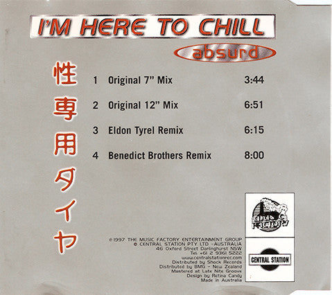 Absurd (2) : I'm Here To Chill (CD, Single)