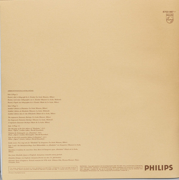 Gioacchino Rossini - Montserrat Caballé, José Carreras, Valérie Masterson, Rosanne Creffield, Ugo Benelli, Neil Jenkins, The Ambrosian Singers, London Symphony Orchestra, Gianfranco Masini : Elisabetta, Regina D'Inghilterra (3xLP, Album + Box)