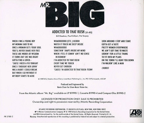 Mr. Big : Addicted To That Rush (CD, Single, Promo)