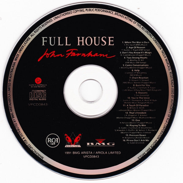 John Farnham : Full House (CD, Album)