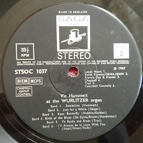 Vic Hammett : At The Wurlitzer Organ (LP)