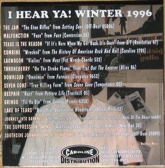 Various : I Hear Ya! The Caroline Distribution CD Sampler Winter 1996 (CD, Promo, Smplr)