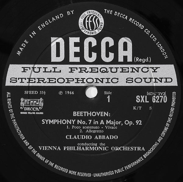 Ludwig van Beethoven, Wiener Philharmoniker, Claudio Abbado : Symphony No 7 / Prometheus Overture (LP, Wid)