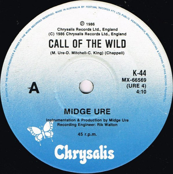 Midge Ure : Call Of The Wild (7")