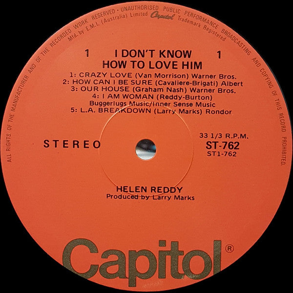 Helen Reddy : I Don't Know How To Love Him (LP, Album)