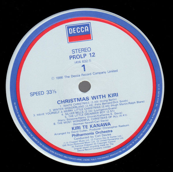 Kiri Te Kanawa, Carl Davis (5) : Christmas With Kiri (LP)