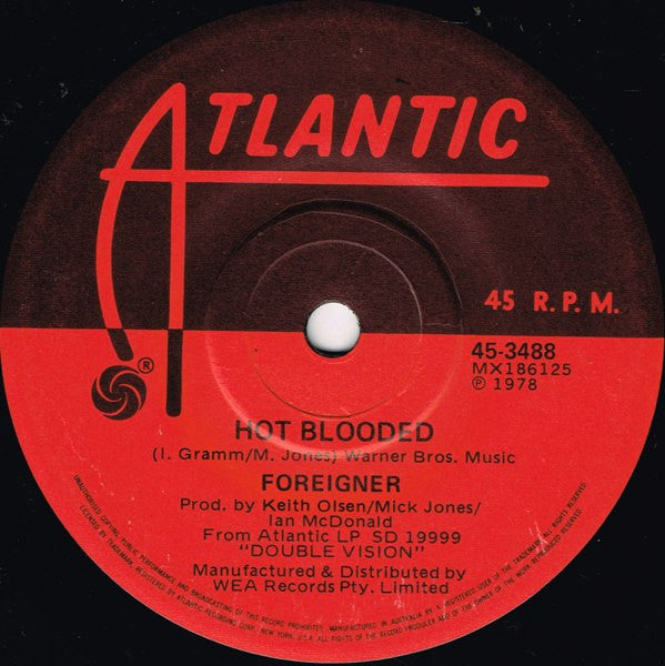 Foreigner : Hot Blooded (7", Single)