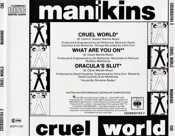 Manikins (2) : Cruel World (CD, Single)