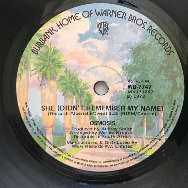 Osmosis (7) : She (Didn't Remember My Name) (7", Single)