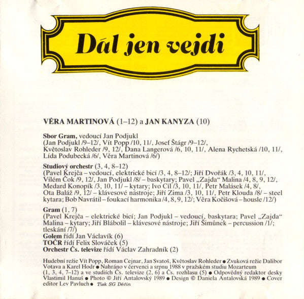 Věra Martinová : Dál Jen Vejdi (CD, Album)