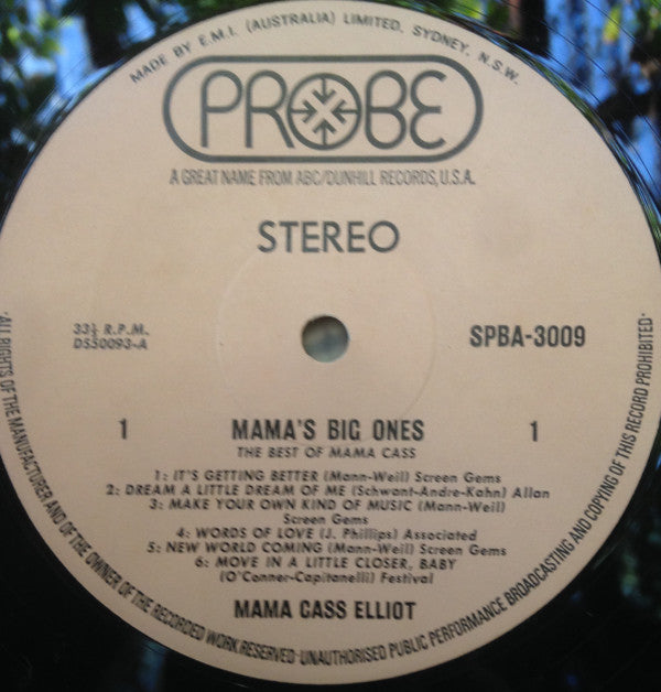 Mama Cass* : Mama's Big Ones: Her Greatest Hits (LP, Comp)