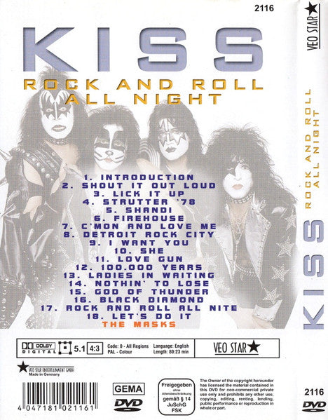 Kiss : Rock And Roll All Night (DVD, Unofficial, PAL)