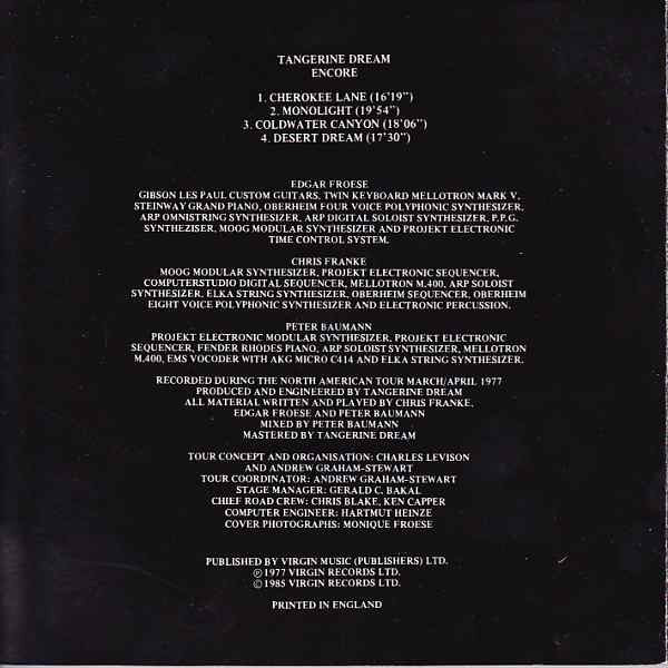 Tangerine Dream : Encore (CD, Album, RE)