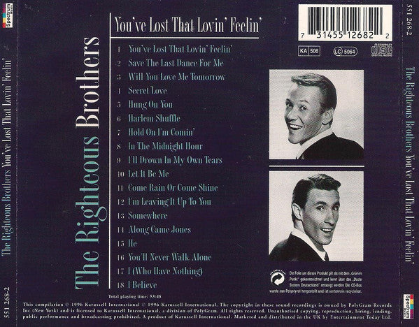The Righteous Brothers : You've Lost That Lovin' Feelin' (CD, Comp)