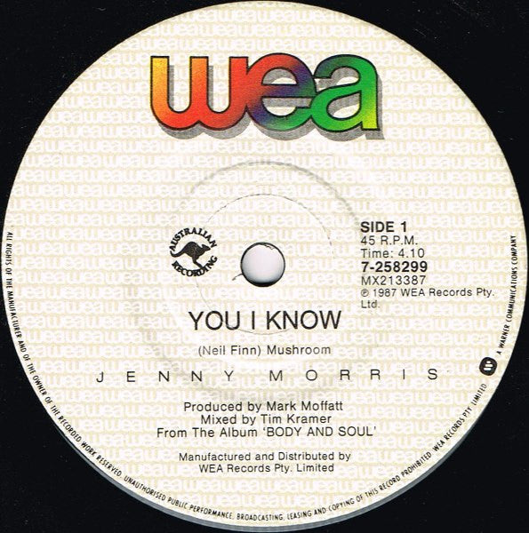 Jenny Morris : You I Know (7", Single)