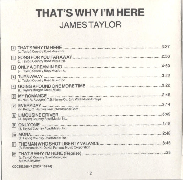 James Taylor (2) : That's Why I'm Here (CD, Album)