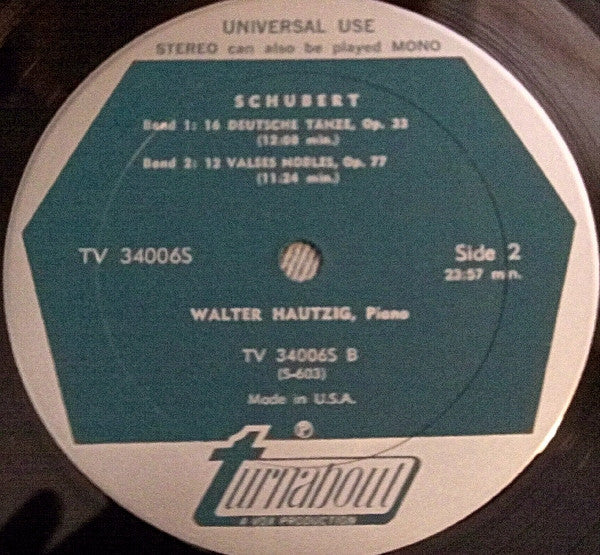 Schubert* - Walter Hautzig : 36 Waltzes, Op. 9 • Sixteen German Dances, Op. 33 • Twelve Valses Nobles, Op. 77 (LP)
