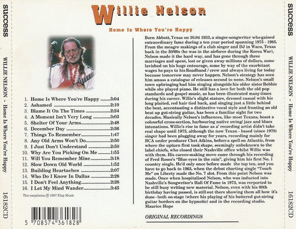 Willie Nelson : Home Is Where You're Happy (CD, Comp)