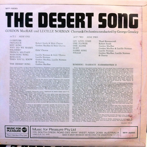 Sigmund Romberg : The Desert Song (LP)