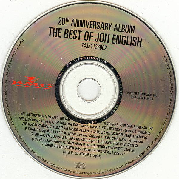 Jon English (3) : The Best Of Jon English 20th Anniversary Album (CD, Comp)