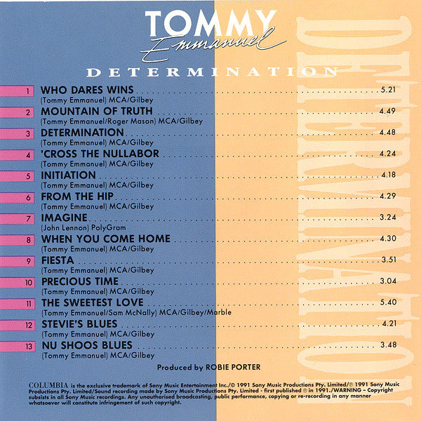 Tommy Emmanuel : Determination (CD, Album, RE)