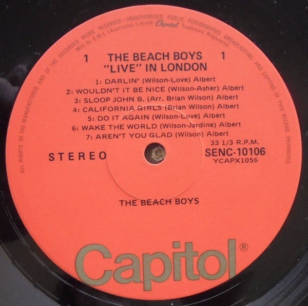 The Beach Boys : The Beach Boys 'Live' In London (LP, Album)
