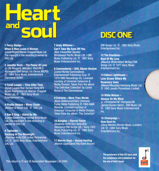 Various : Heart And Soul (Disc One) (CD, Album, Comp, Promo, Gat)
