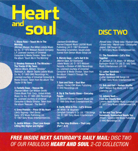 Various : Heart And Soul (Disc One) (CD, Album, Comp, Promo, Gat)