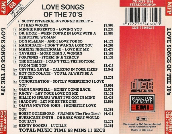 Various : Love Songs Of The 70♥s (CD, Comp)