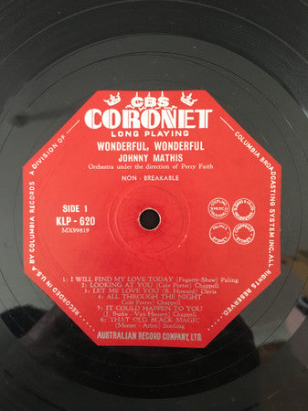 Johnny Mathis : Wonderful! Wonderful! (LP, Album, Mono)