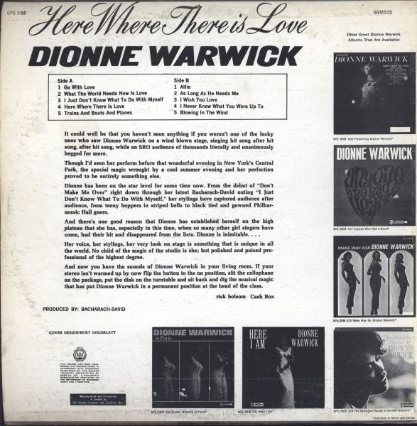 Dionne Warwick : Here, Where There Is Love (LP, Album, RE)