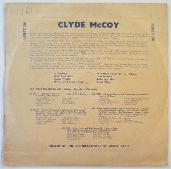 Clyde McCoy : Sugar Blues (10", Mono)