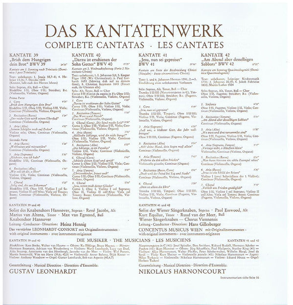 Bach* : Kantatenwerk · Complete Cantatas | BWV 39-42 | 11 (2xLP + Box)