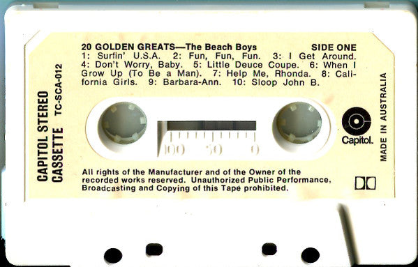 The Beach Boys : 20 Golden Greats (Cass, Comp)