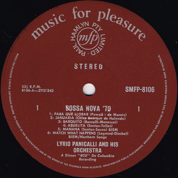 Lyrio Panically And His Orchestra* : Bossa Nova 70 (LP, Album, RE)