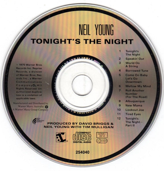 Neil Young : Tonight's The Night (CD, Album, RE)