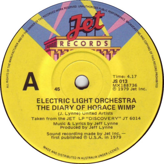 Electric Light Orchestra : The Diary Of Horace Wimp / Midnight Blue (7", Single)