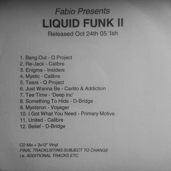 Fabio : Liquid Funk II (CDr, Mixed, Promo)